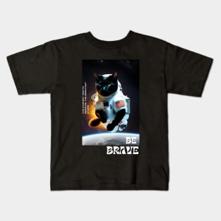 Cute funny cat walk in space Kids T-Shirt